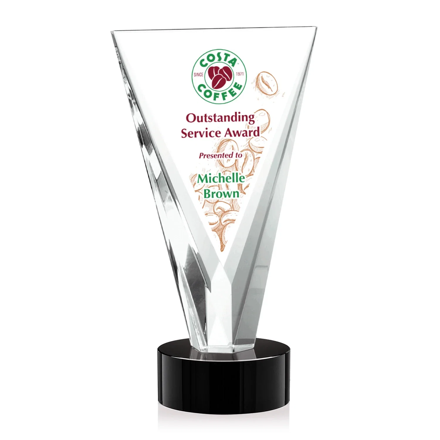 Personalized Optical Crystal Award in Solid Matching Color, awards for company anniversary events