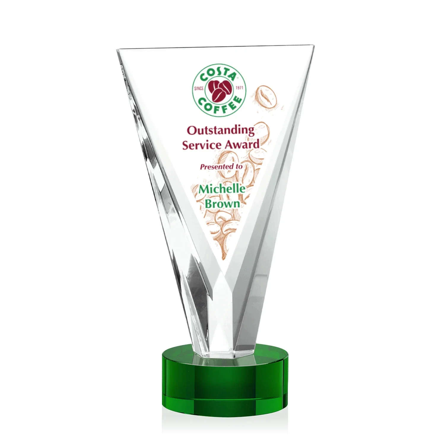 Promotional Optical Crystal Award in Solid Matching Color, awards for donor appreciation