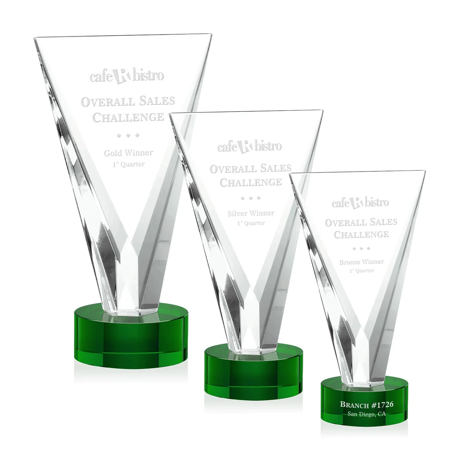 Custom Optical Crystal Award in Solid Matching Color, awards for retirement presentations