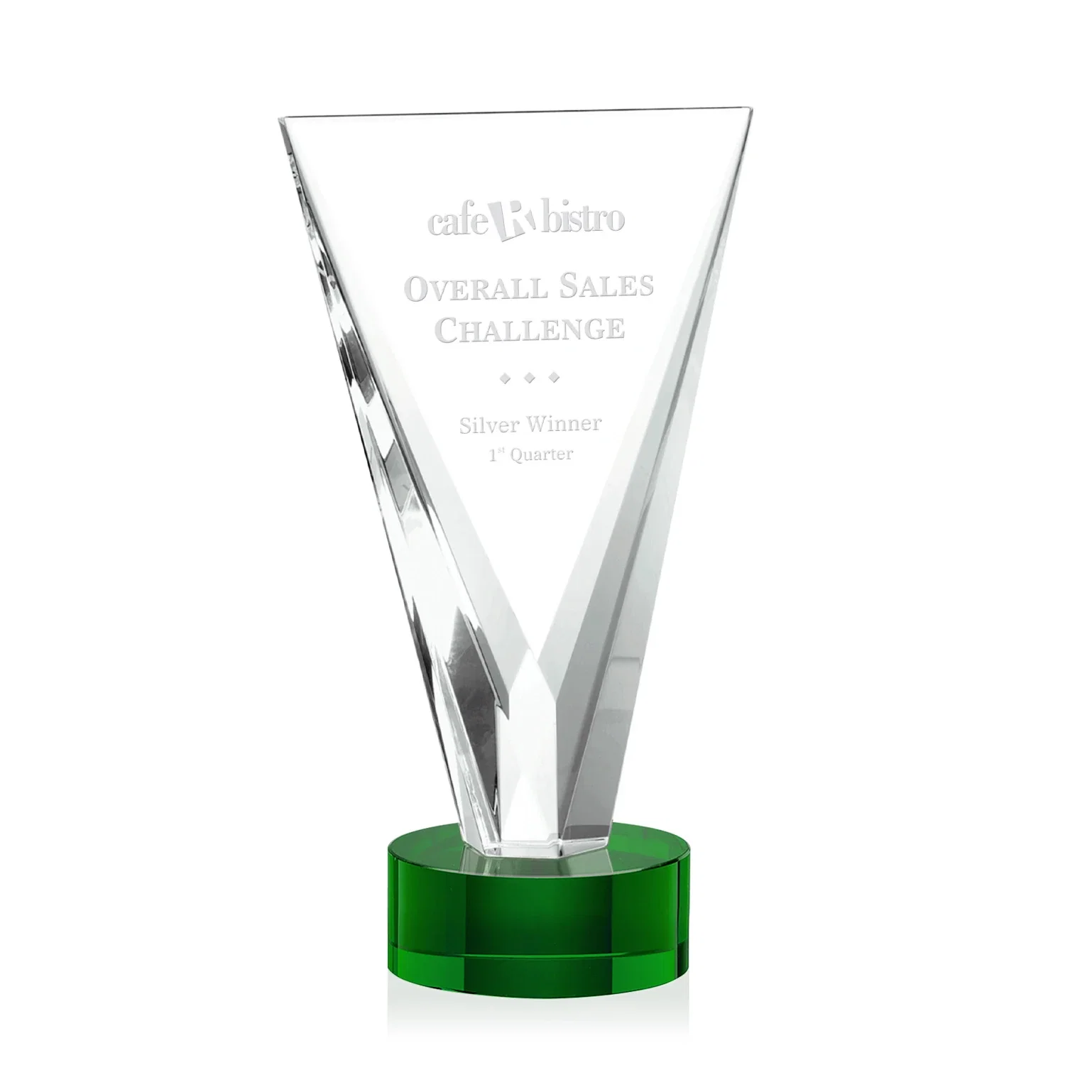 Custom Optical Crystal Award in Solid Matching Color, awards for donor appreciation