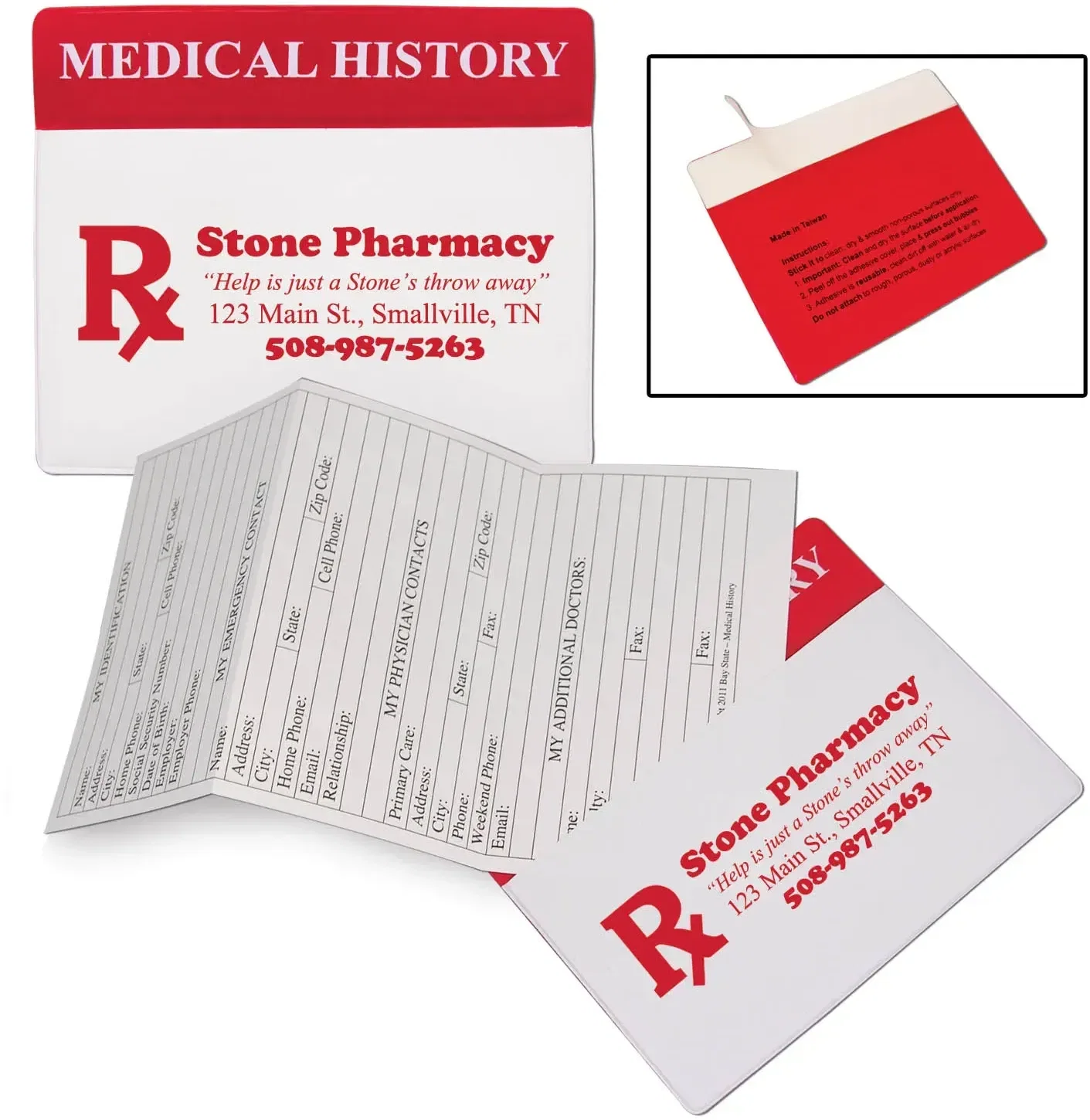 My Medical History Organizer. Vinyl medical history organizer pouch for pharmacy senior health programs, view 2