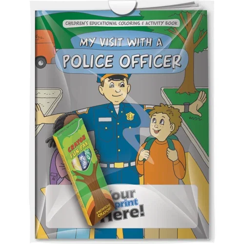 My Visit With a Police Officer coloring book cover with imprinted crayons combo, hero view