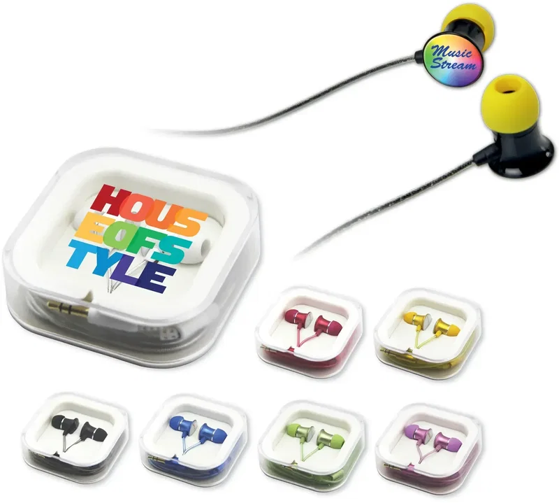 Premium myBuds In-Ear Headphones with Custom Logo Carrying Case — view 1