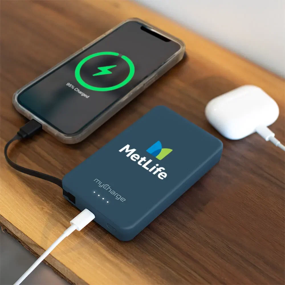 myCharge AMP Prong 10,000mAh Everything Built in Portable Charger - Blue — view 4