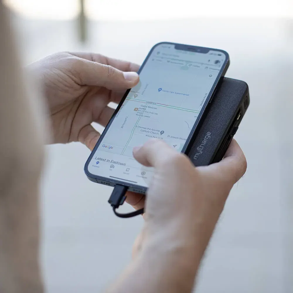 myCharge PowerHub Mini 3000mAh Portable Charger held in hand