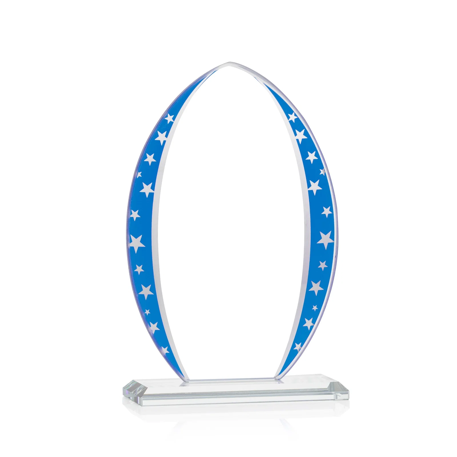 Custom Starfire Crystal Arrowhead Award with Mirrored Star Accents for dealer and partner awards