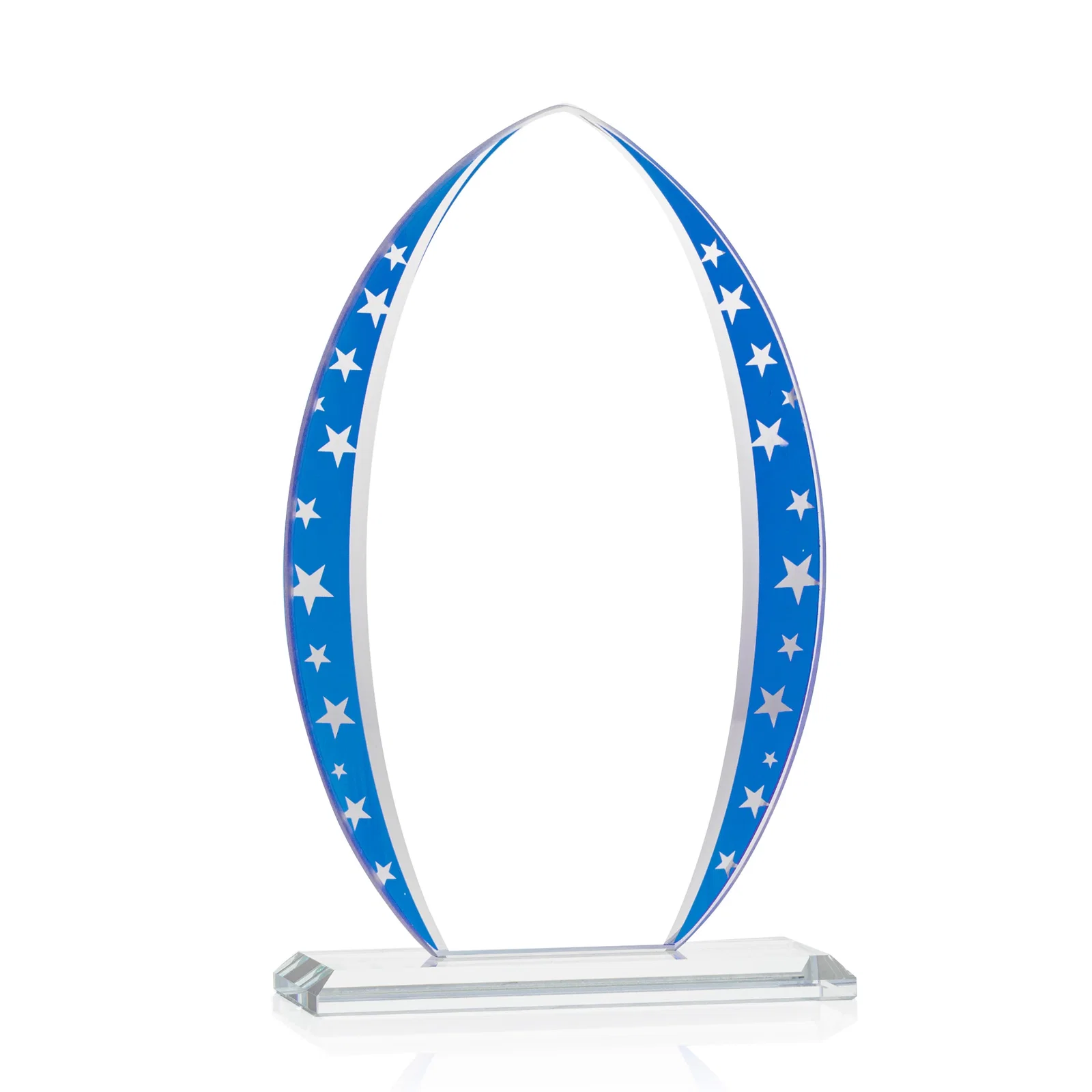 Custom Starfire Crystal Arrowhead Award with Mirrored Star Accents for company anniversary events