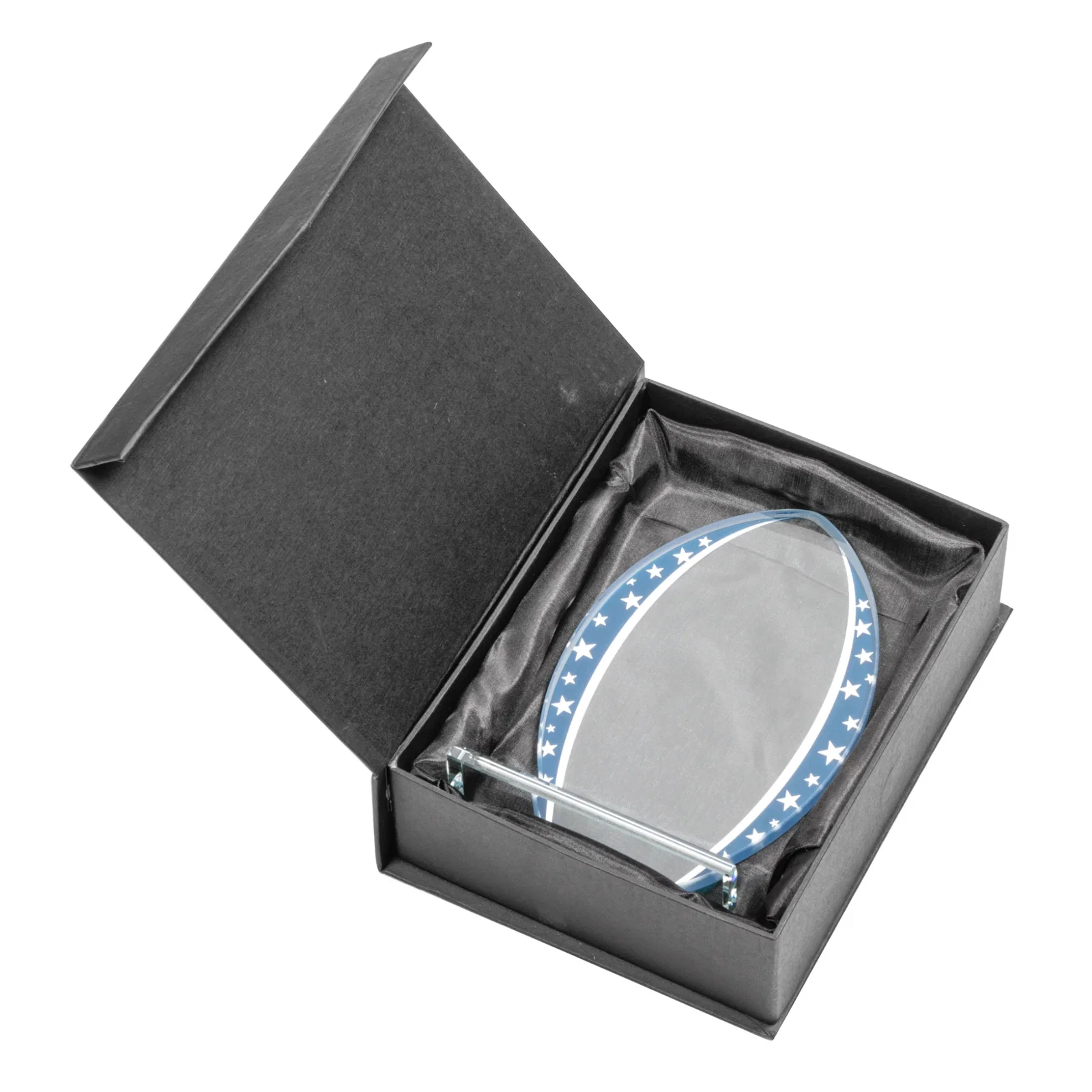 Custom Starfire Crystal Arrowhead Award with Mirrored Star Accents for retirement presentations