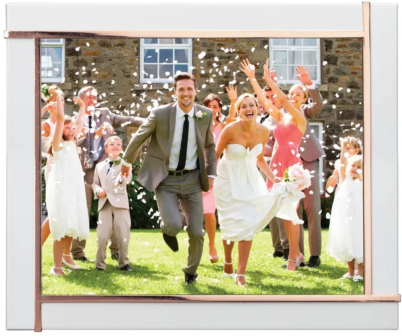 Trendy Satin White & Rose Gold Custom Photo Frame — view 5