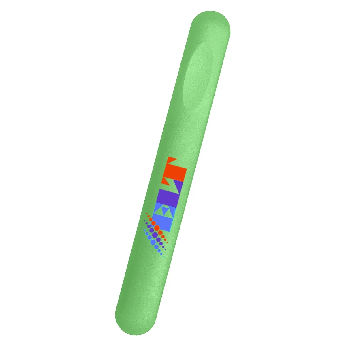 Lime green sleeve angled across a neutral surface