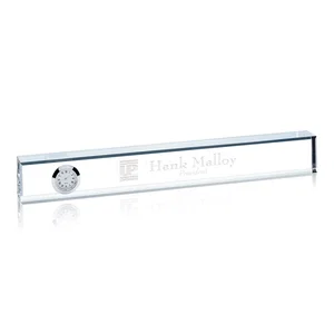 Optical Crystal Nameplate Desk Clock With Quartz Movement