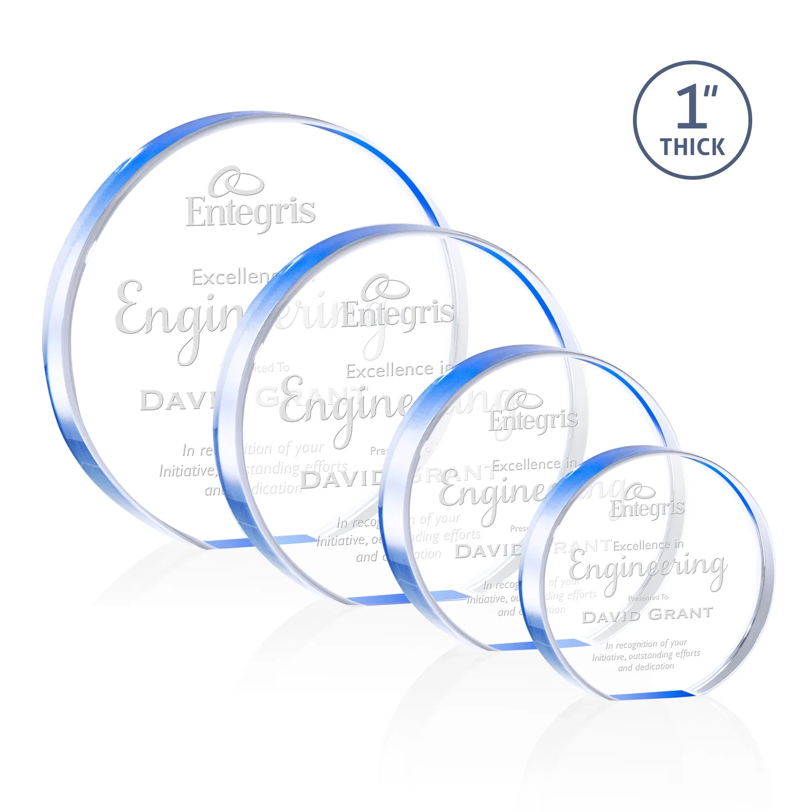Custom One-Inch-Thick Acrylic Circle Desk Award for dealer and partner awards