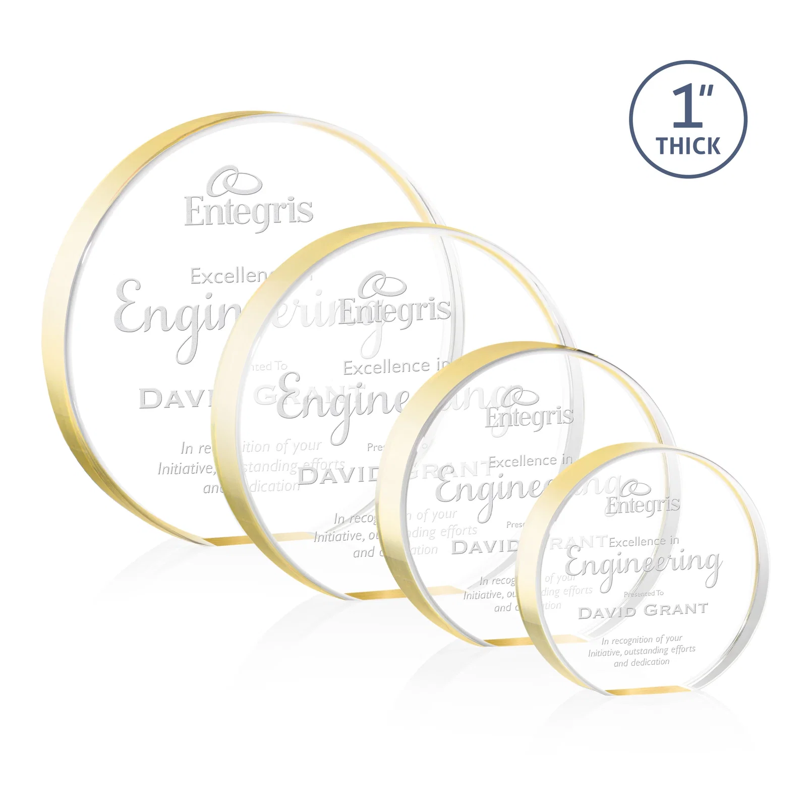 Personalized One-Inch-Thick Acrylic Circle Desk Award for safety achievement programs