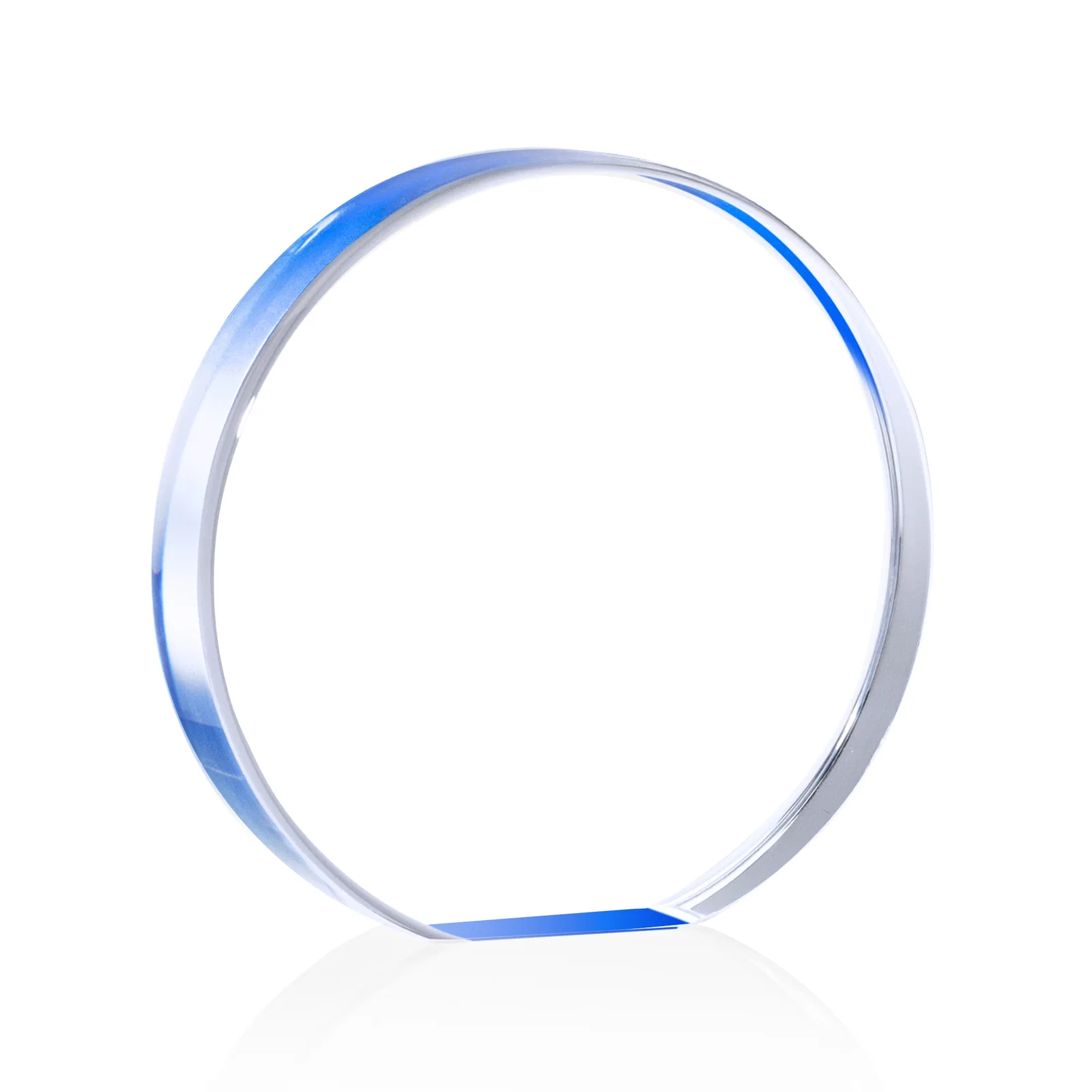 Branded One-Inch-Thick Acrylic Circle Desk Award for corporate award ceremonies