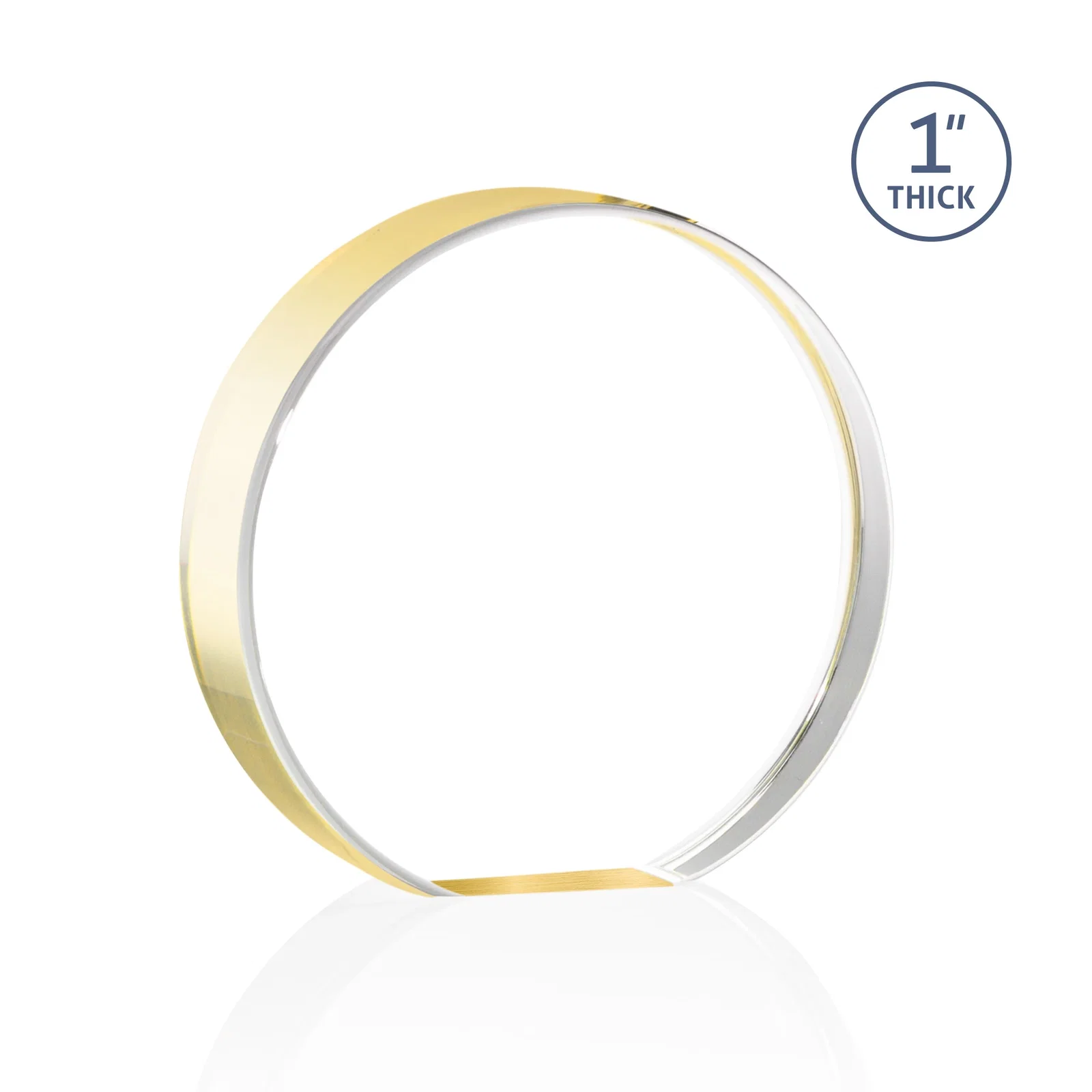 Branded One-Inch-Thick Acrylic Circle Desk Award for team milestone celebrations