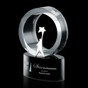 Chrome Figure and Star Award on Deep-Etched Black Optical Base
