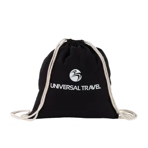Natural Cotton Canvas Drawstring Backpack, 15" x 16", 1-Color Imprint