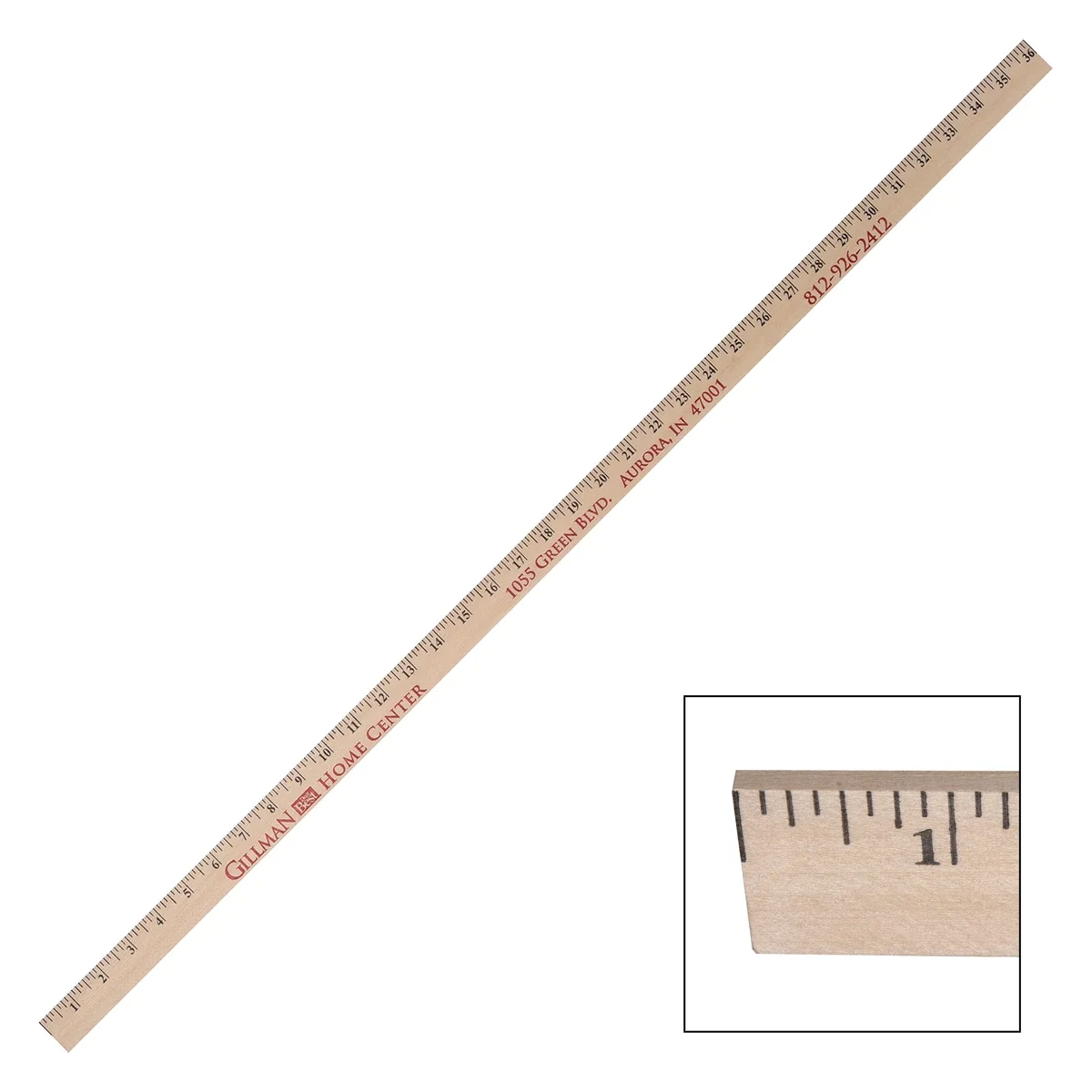 Printed measurement markings shown along the woodtone ruler