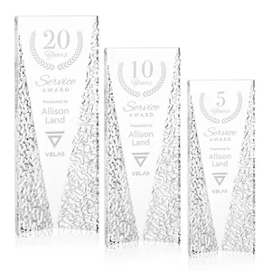 Optical Crystal Tower Award with Textured Sides