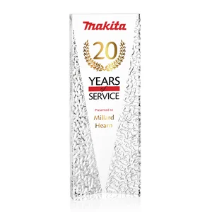 Optical Crystal Tower Award with Textured Sides