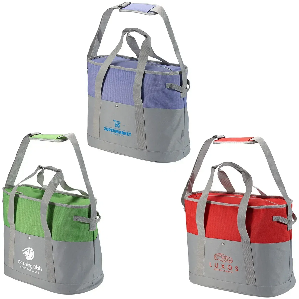 Custom Navigator 24-can cooler bag, branded insulated tote front view with logo area