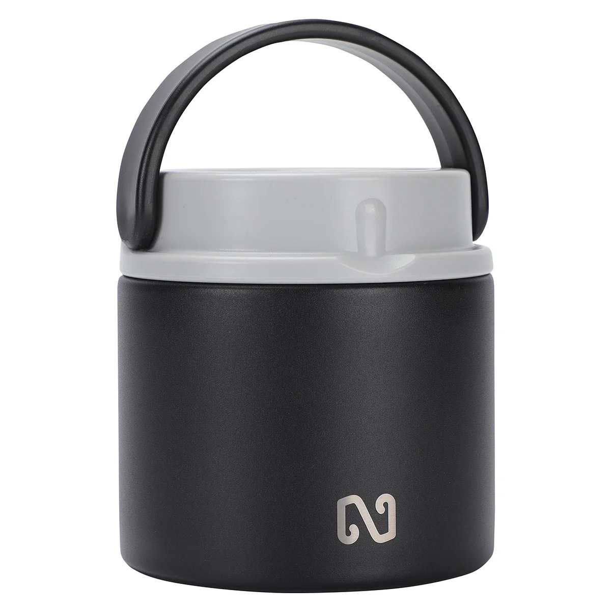 Angled view of the promotional NAYAD Colby food jar showing the vacuum-insulated lid