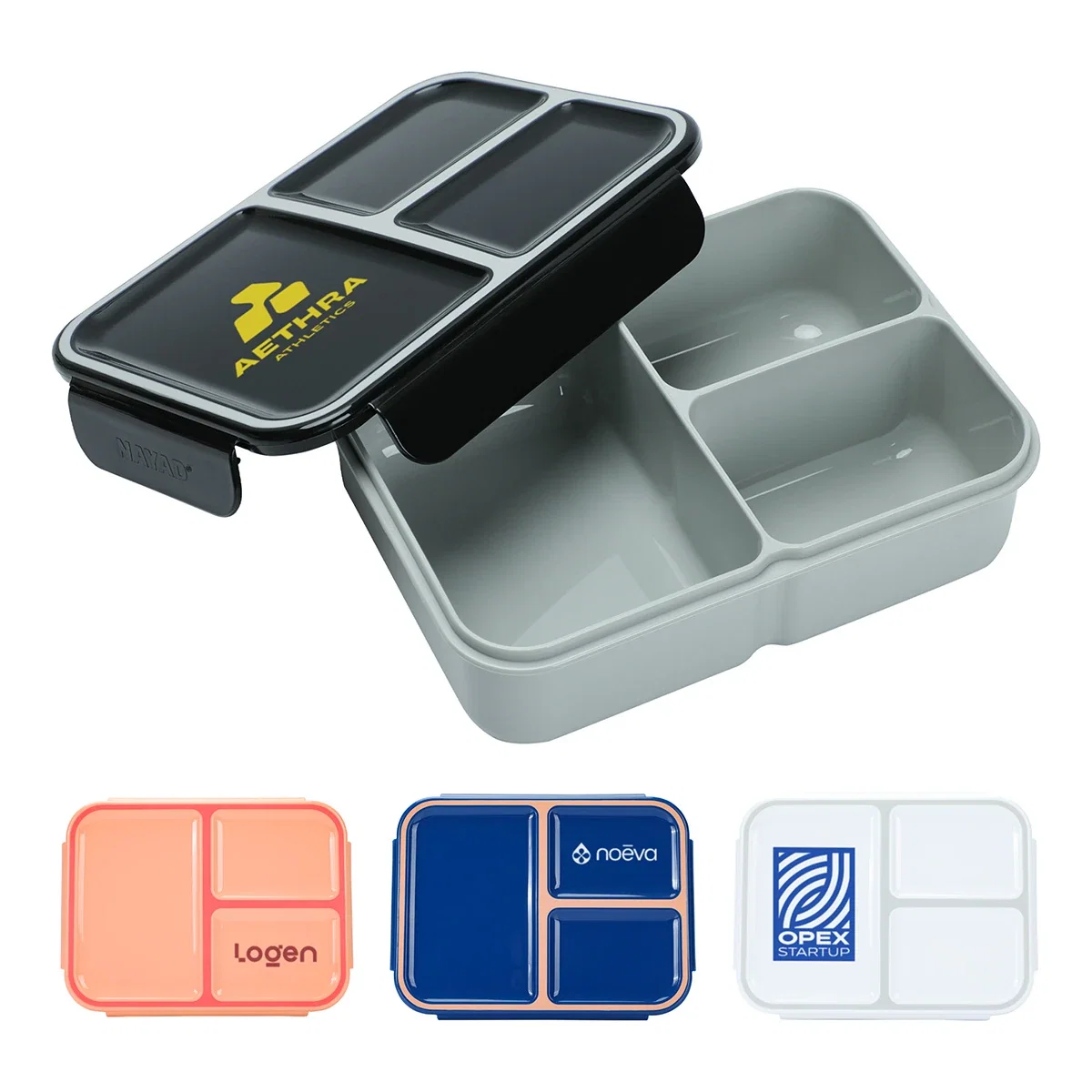 NAYAD Ellis 3-compartment lunch box in food-grade polypropylene with buckle closures