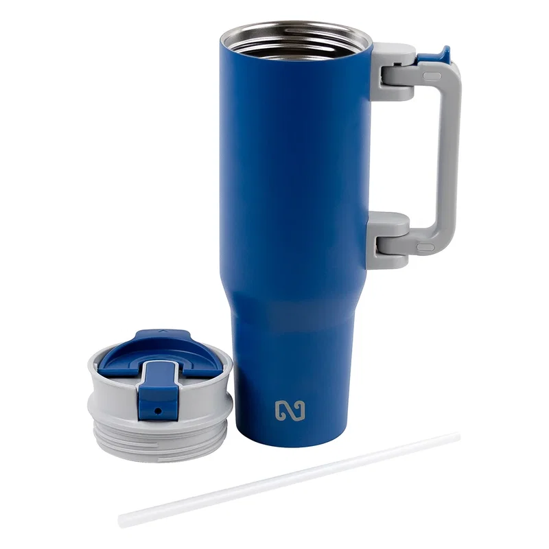 Angled view of the branded NAYAD Genesis 40 oz Vacuum Insulated Mug