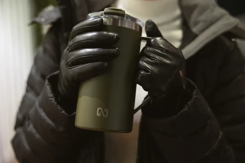 Promotional NAYAD Metro 20 oz steel mug, full product view