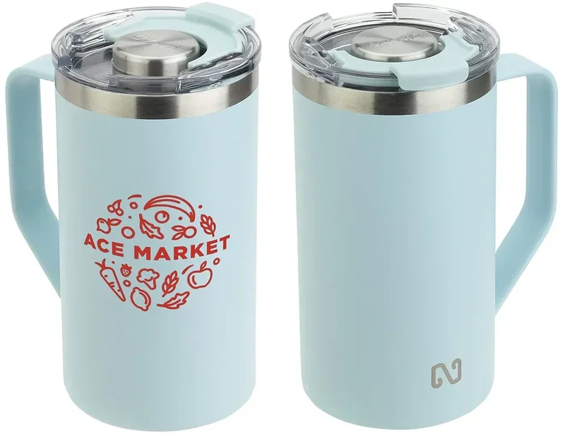 Custom logo NAYAD Metro 20 oz mug, back view of insulated body