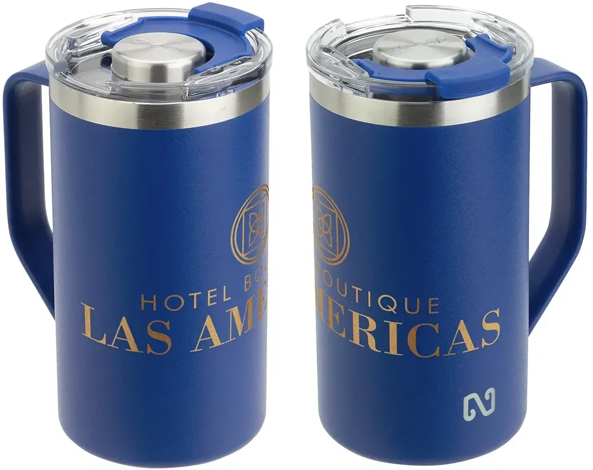 Branded NAYAD Metro 20 oz mug, copper-lined body side profile