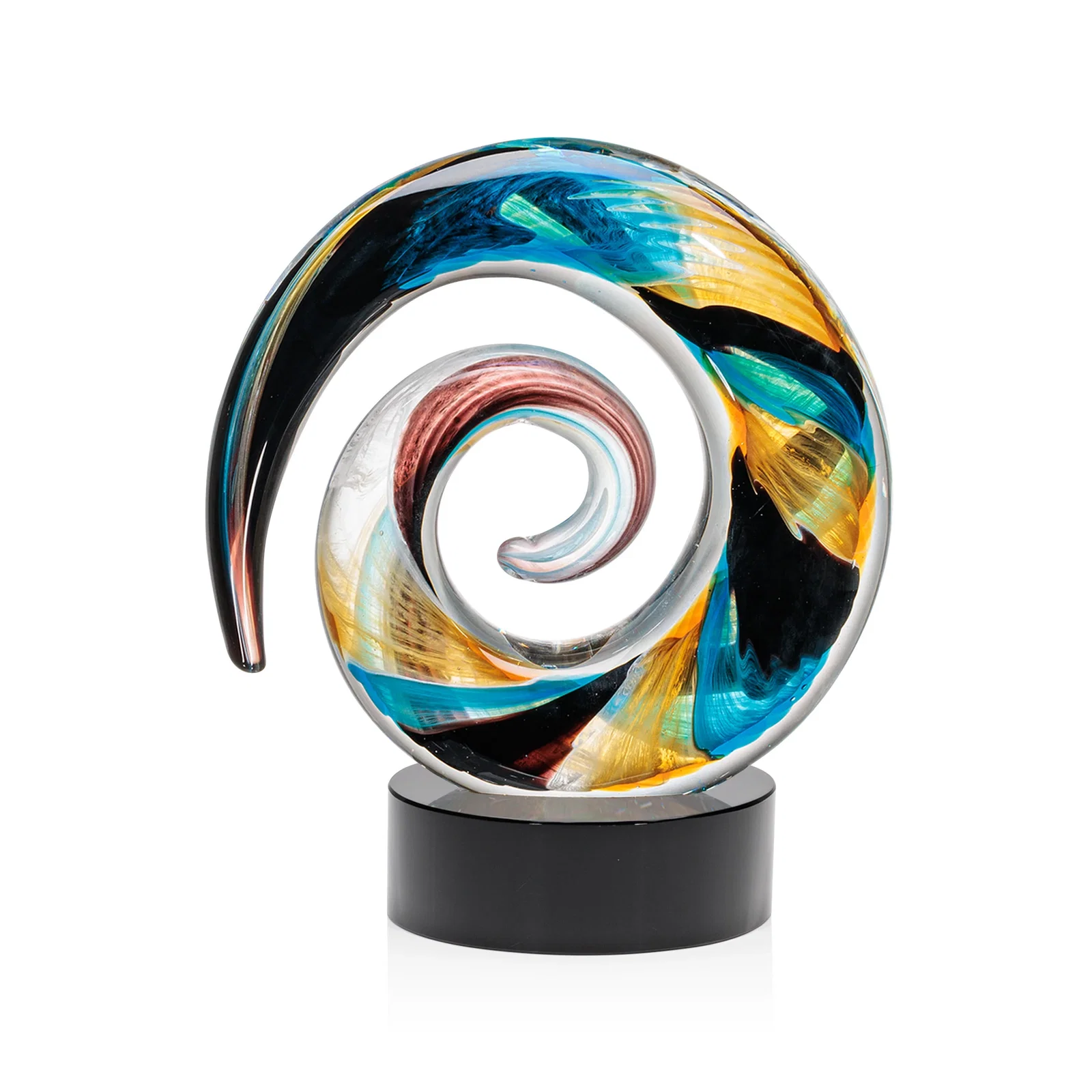 Personalized Seashell-Shaped Art Glass Award, Aqua, Amber and Burgundy Swirl for safety achievement programs
