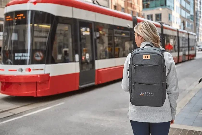 NBN Linden 15 Inch Laptop Backpack being worn