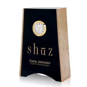 Black Marble and Botticino Desk Clock - Nebraska