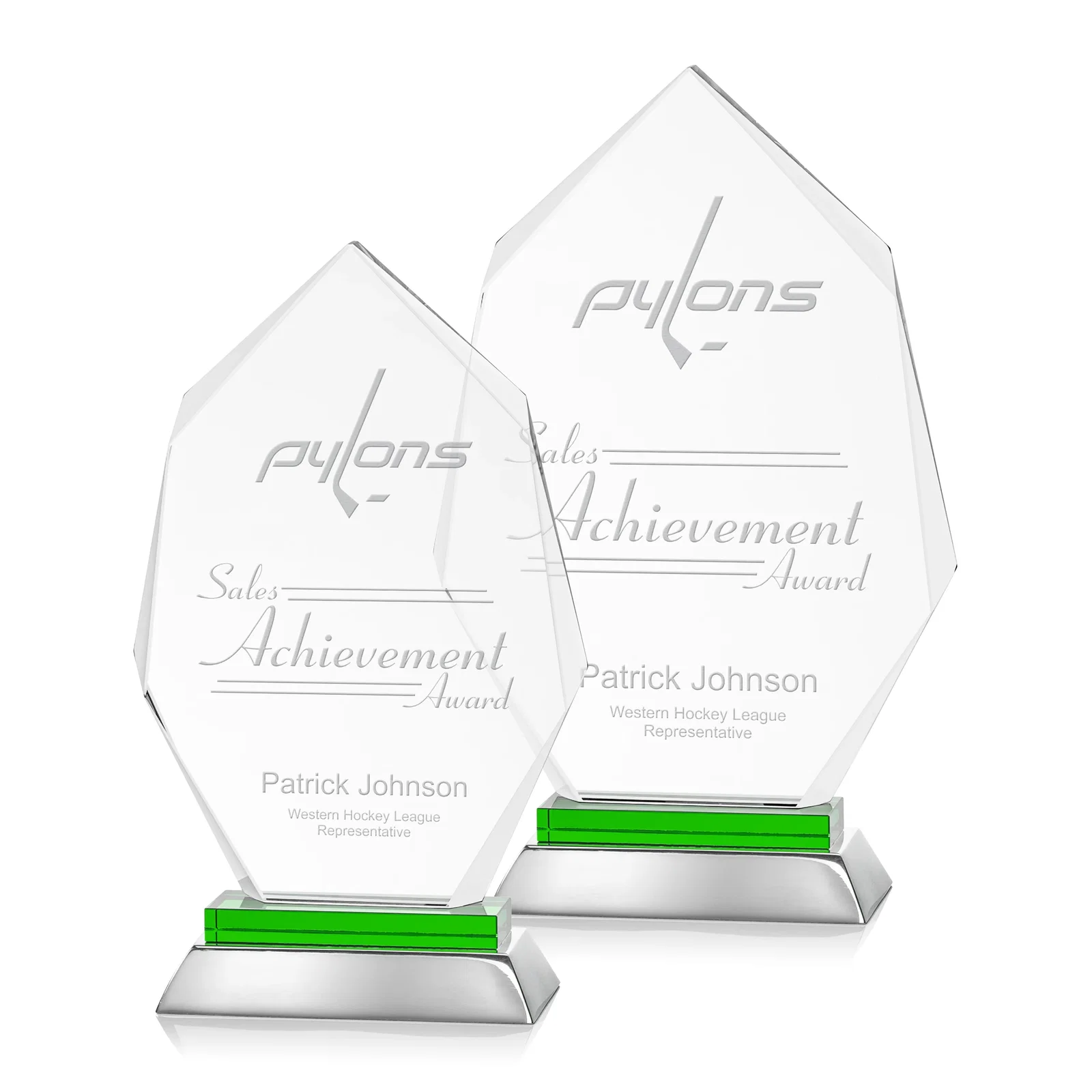 Personalized Starfire Crystal Award on a Sapphire and Aluminum Base, metal awards for employee recognition