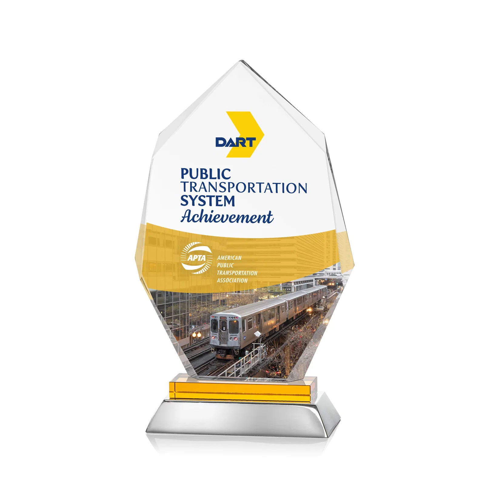 Personalized Starfire Crystal Award on a Sapphire and Aluminum Base, metal awards for graduation ceremonies