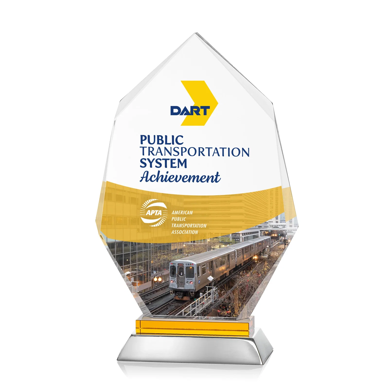 Personalized Starfire Crystal Award on a Sapphire and Aluminum Base, metal awards for safety achievement programs