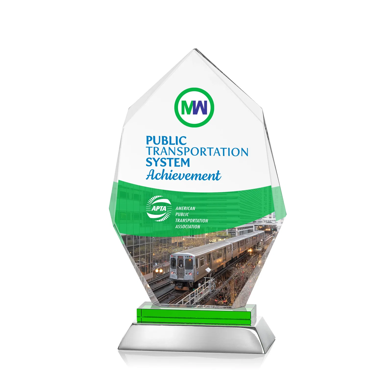 Personalized Starfire Crystal Award on a Sapphire and Aluminum Base, metal awards for dealer and partner awards