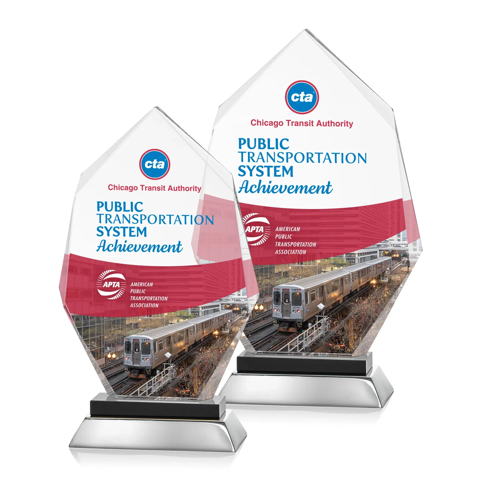 Promotional Starfire Crystal Award on a Sapphire and Aluminum Base, metal awards for employee recognition