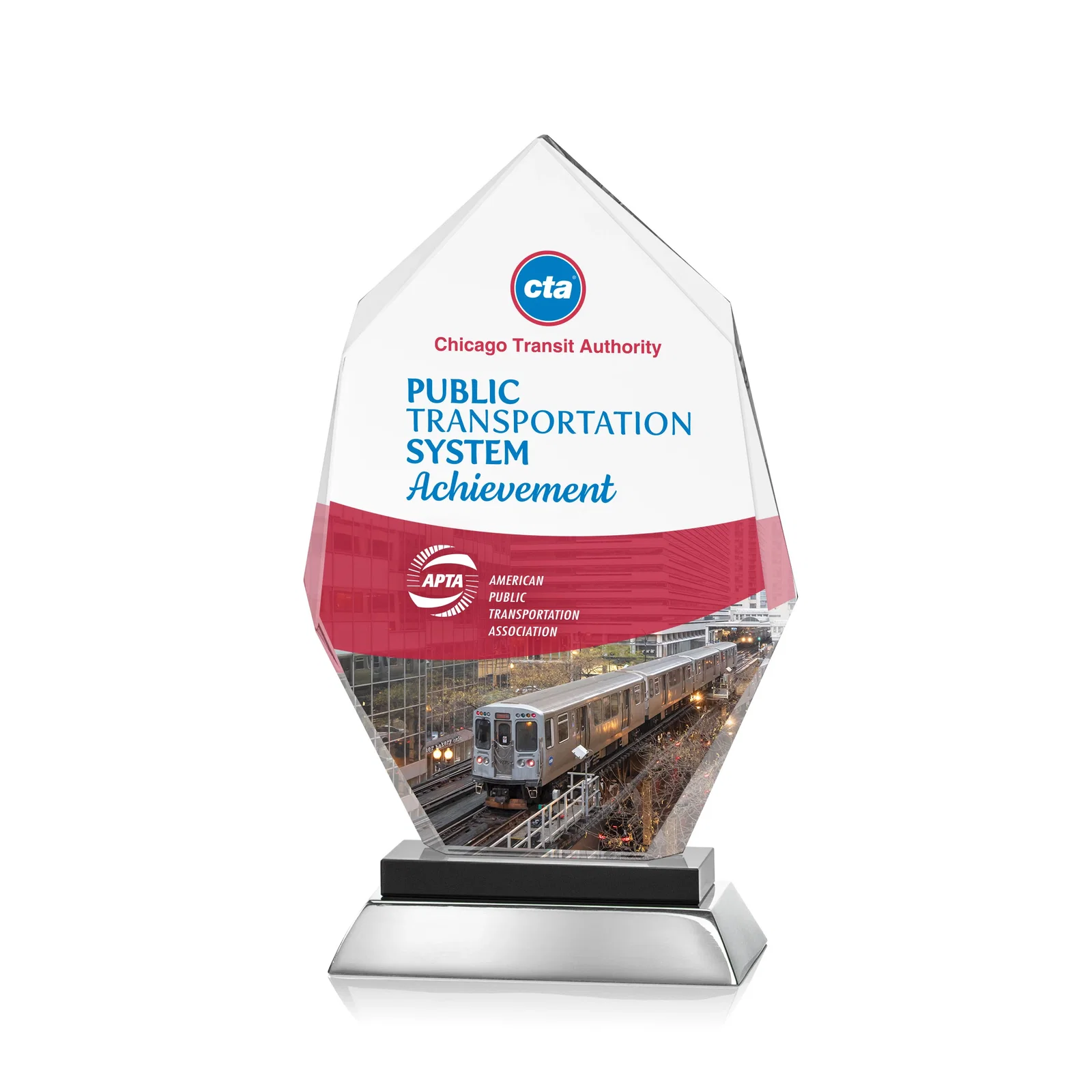 Promotional Starfire Crystal Award on a Sapphire and Aluminum Base, metal awards for corporate award ceremonies