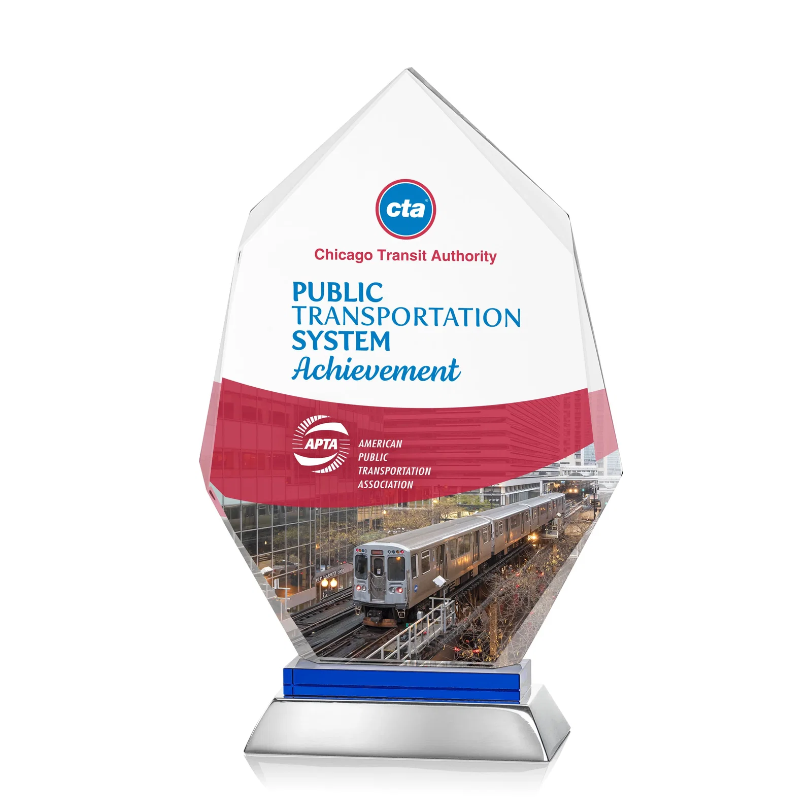 Promotional Starfire Crystal Award on a Sapphire and Aluminum Base, metal awards for team milestone celebrations