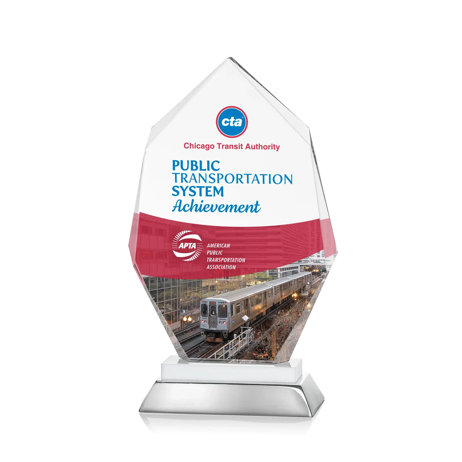 Promotional Starfire Crystal Award on a Sapphire and Aluminum Base, metal awards for dealer and partner awards