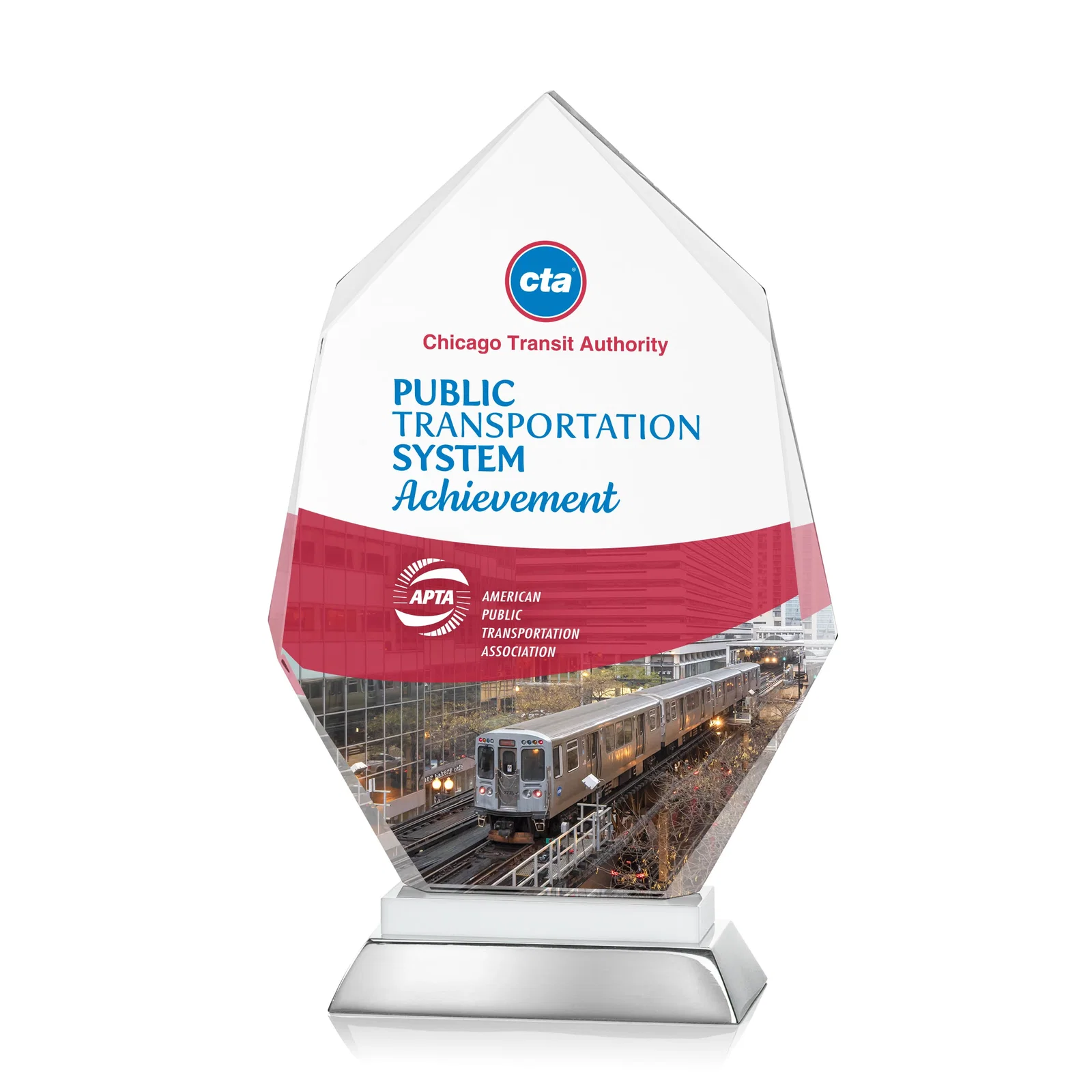 Promotional Starfire Crystal Award on a Sapphire and Aluminum Base, metal awards for company anniversary events