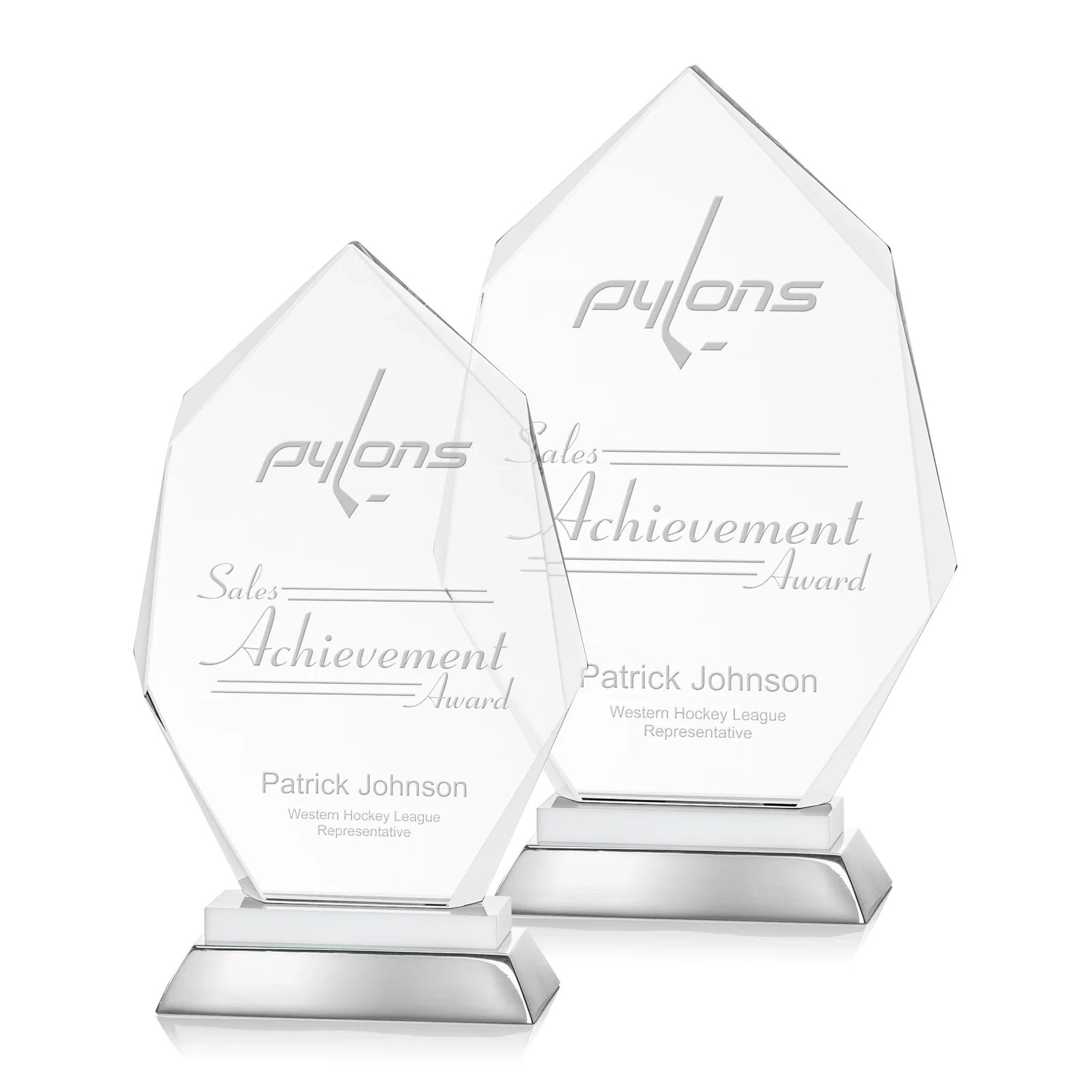 Custom Starfire Crystal Award on a Sapphire and Aluminum Base, metal awards for sales achievement awards