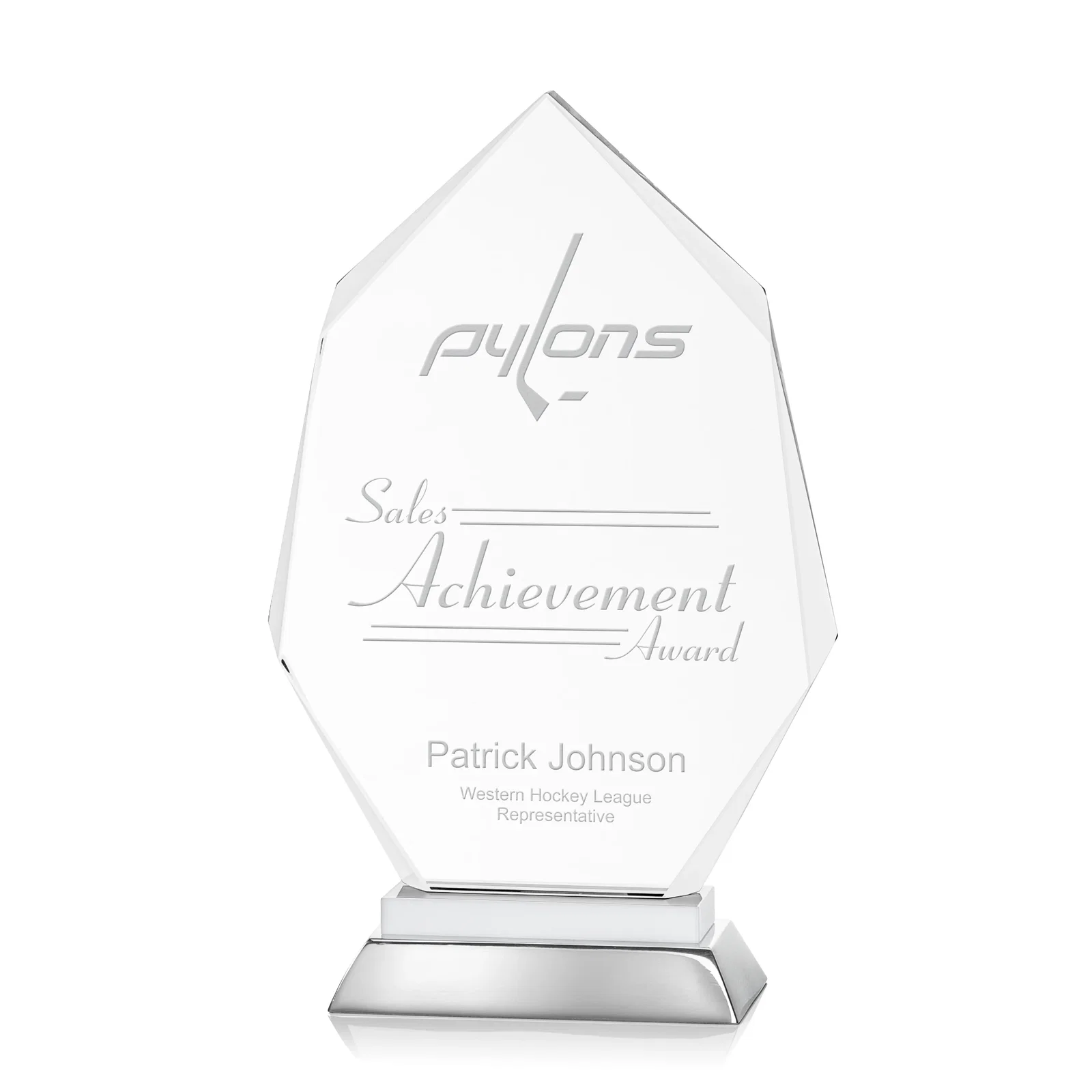 Custom Starfire Crystal Award on a Sapphire and Aluminum Base, metal awards for team milestone celebrations