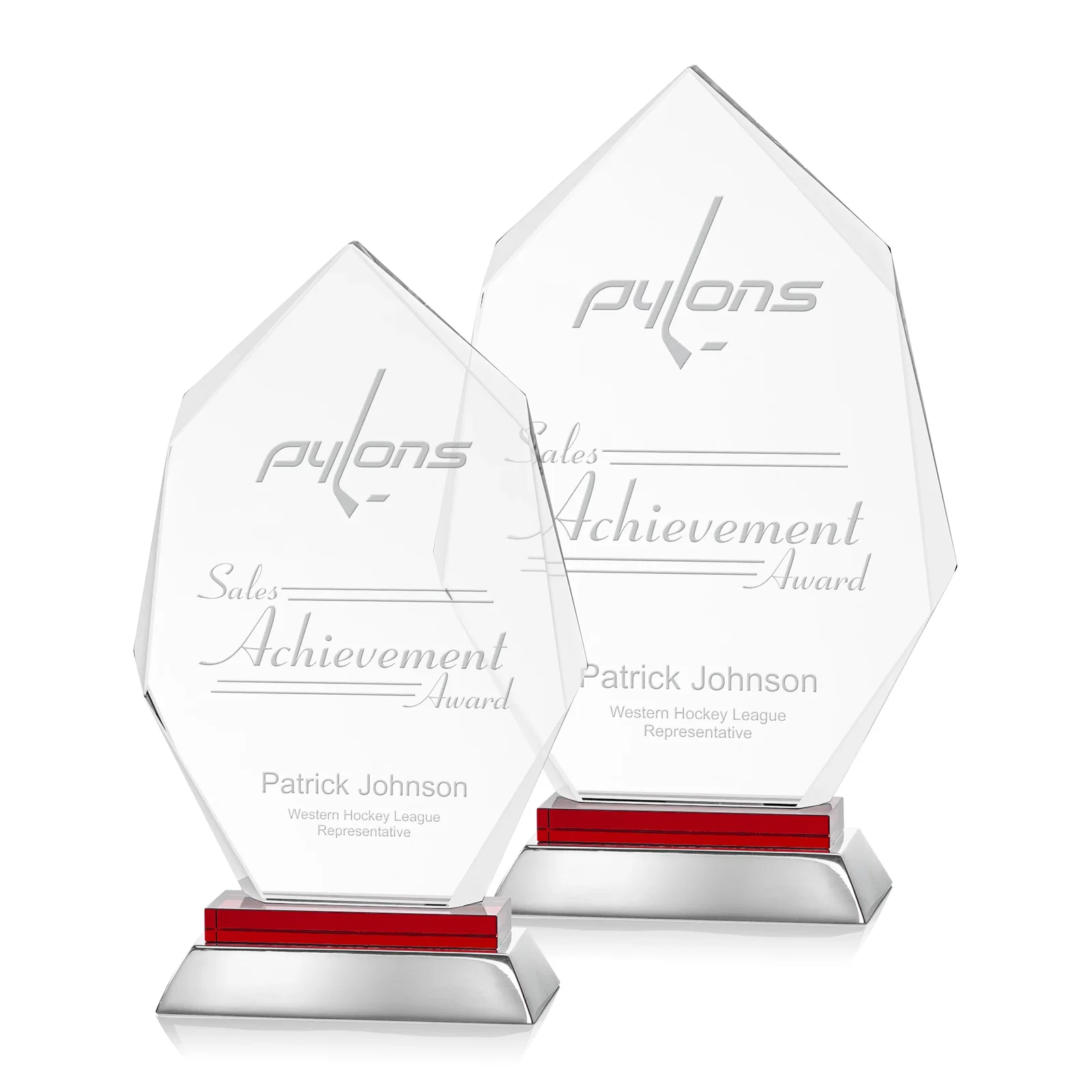 Custom Starfire Crystal Award on a Sapphire and Aluminum Base, metal awards for donor appreciation