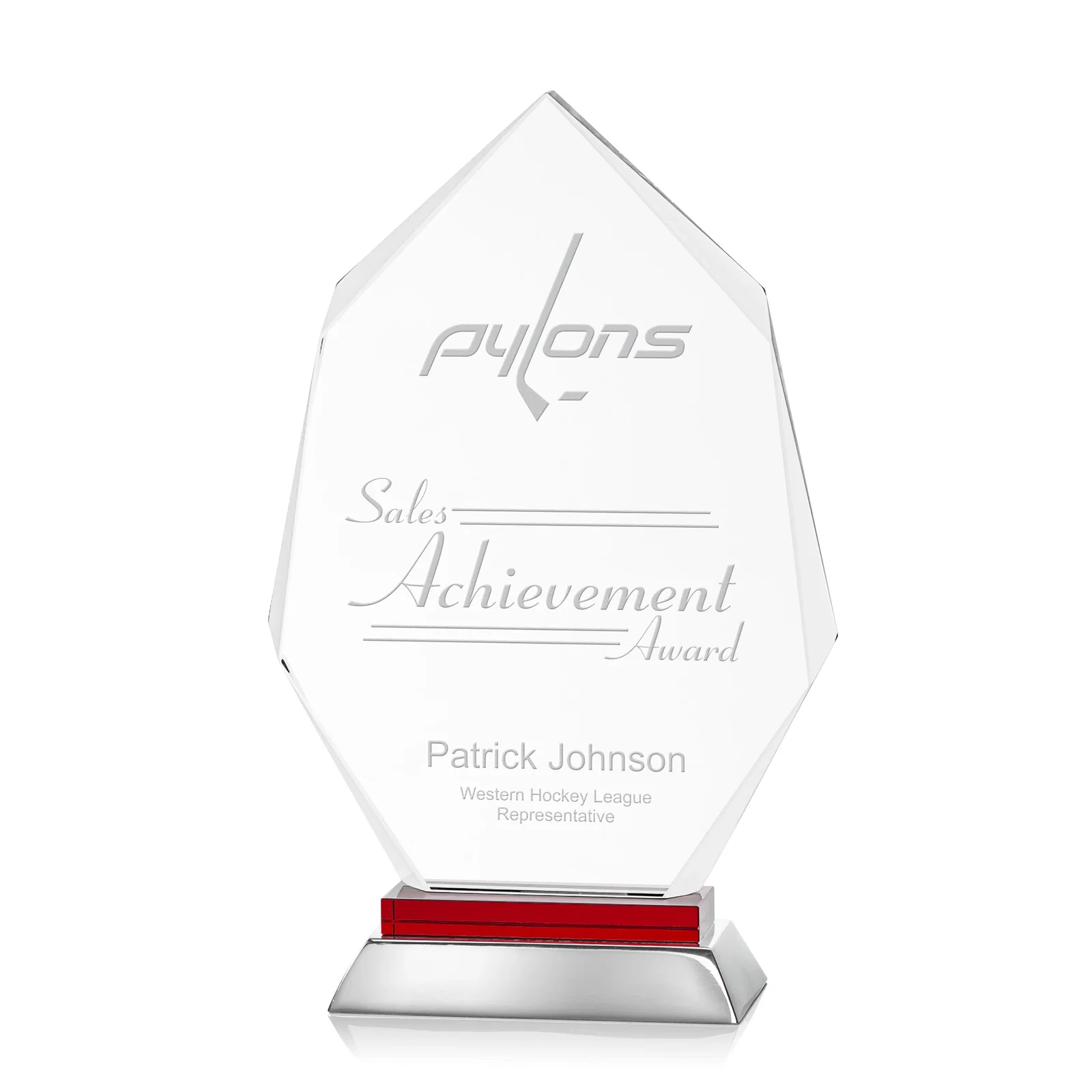 Custom Starfire Crystal Award on a Sapphire and Aluminum Base, metal awards for safety achievement programs