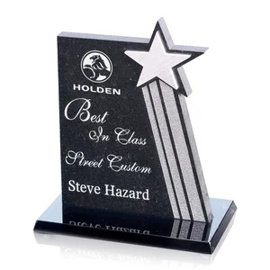 Aluminum Shooting Star Award with Etched Trails on Black Granite
