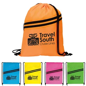 Custom Neon Multi-Zippered Drawstring Backpack