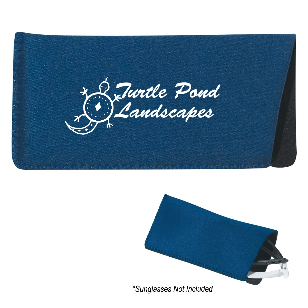Neoprene eyeglass case measuring nearly seven inches tall